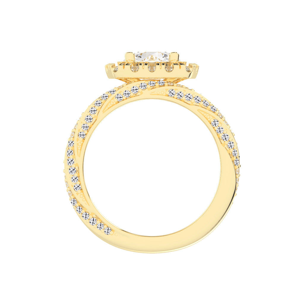 Halvoria Two Shank Round Cut Halo Lab Diamond Ring