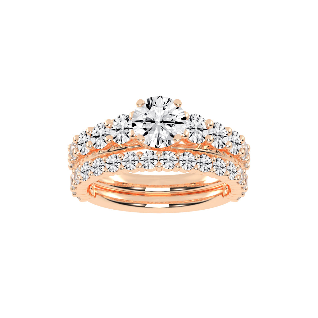Aurestra Two Band Round Cut Classic Lab Diamond Ring