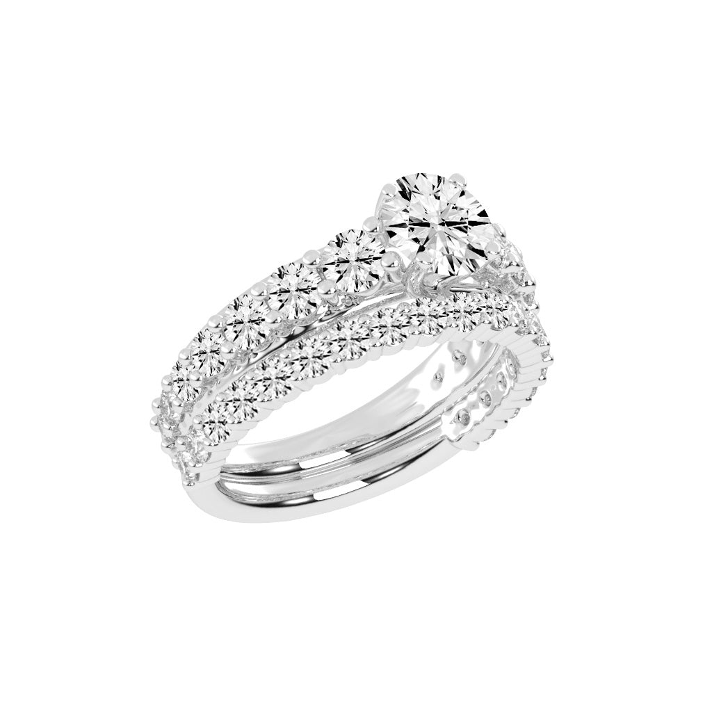 Aurestra Two Band Round Cut Classic Lab Diamond Ring
