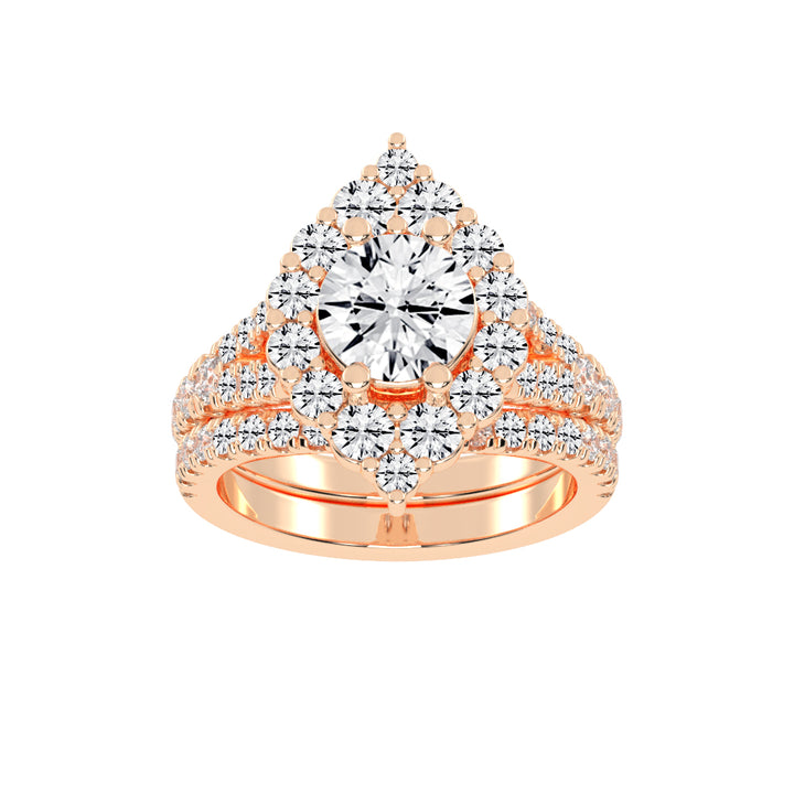 Haletrix Six Leaf Round Cut Halo Lab Diamond Ring