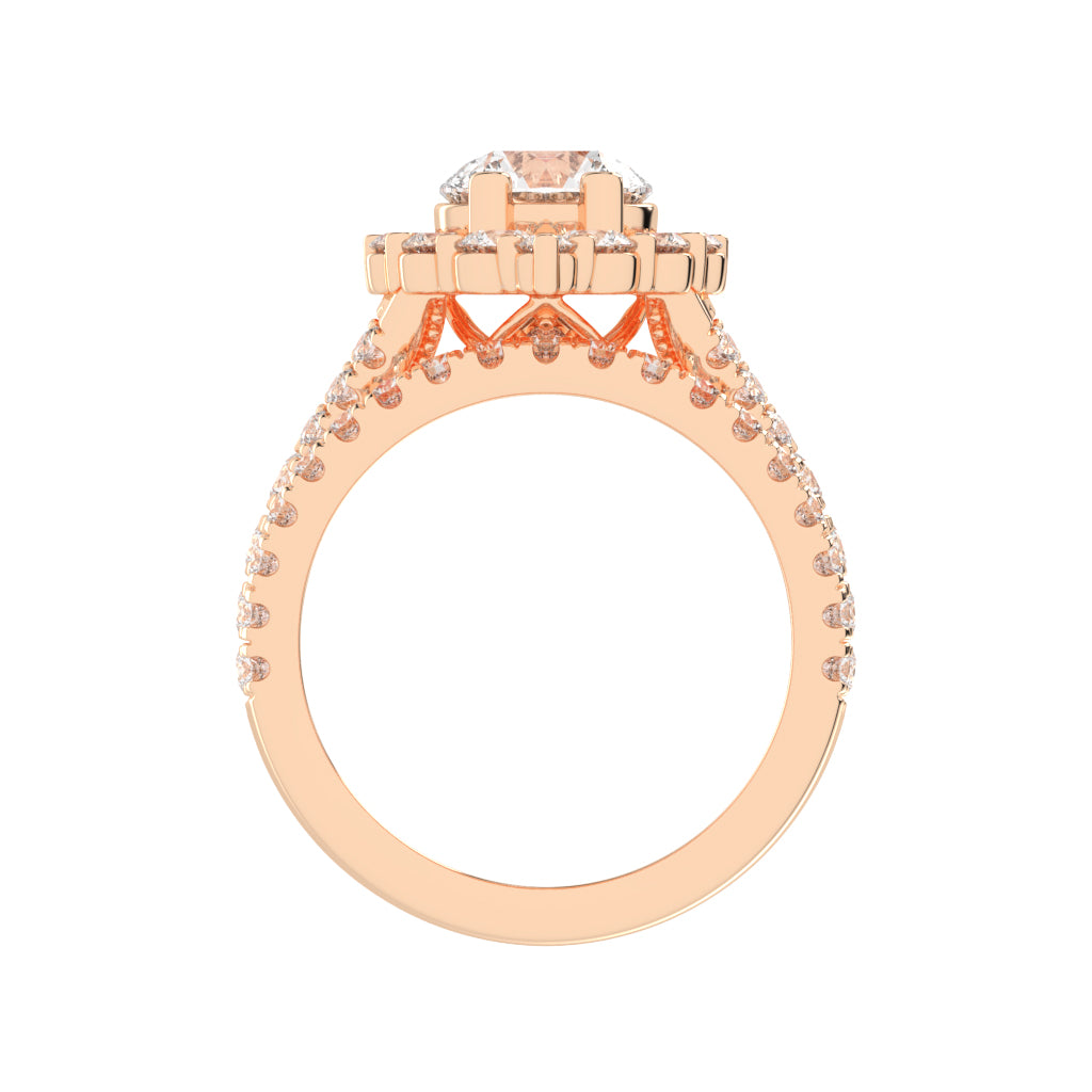 Haletrix Six Leaf Round Cut Halo Lab Diamond Ring