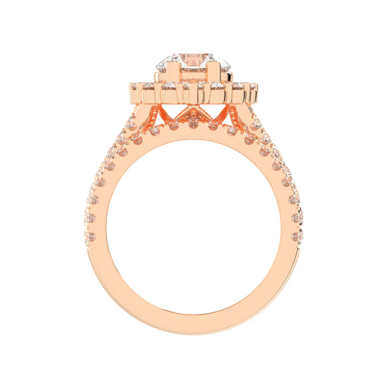 Haletrix Six Leaf Round Cut Halo Lab Diamond Ring