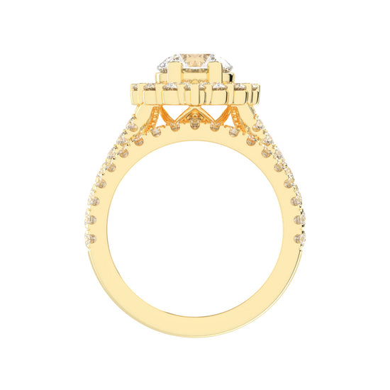 Haletrix Six Leaf Round Cut Halo Lab Diamond Ring