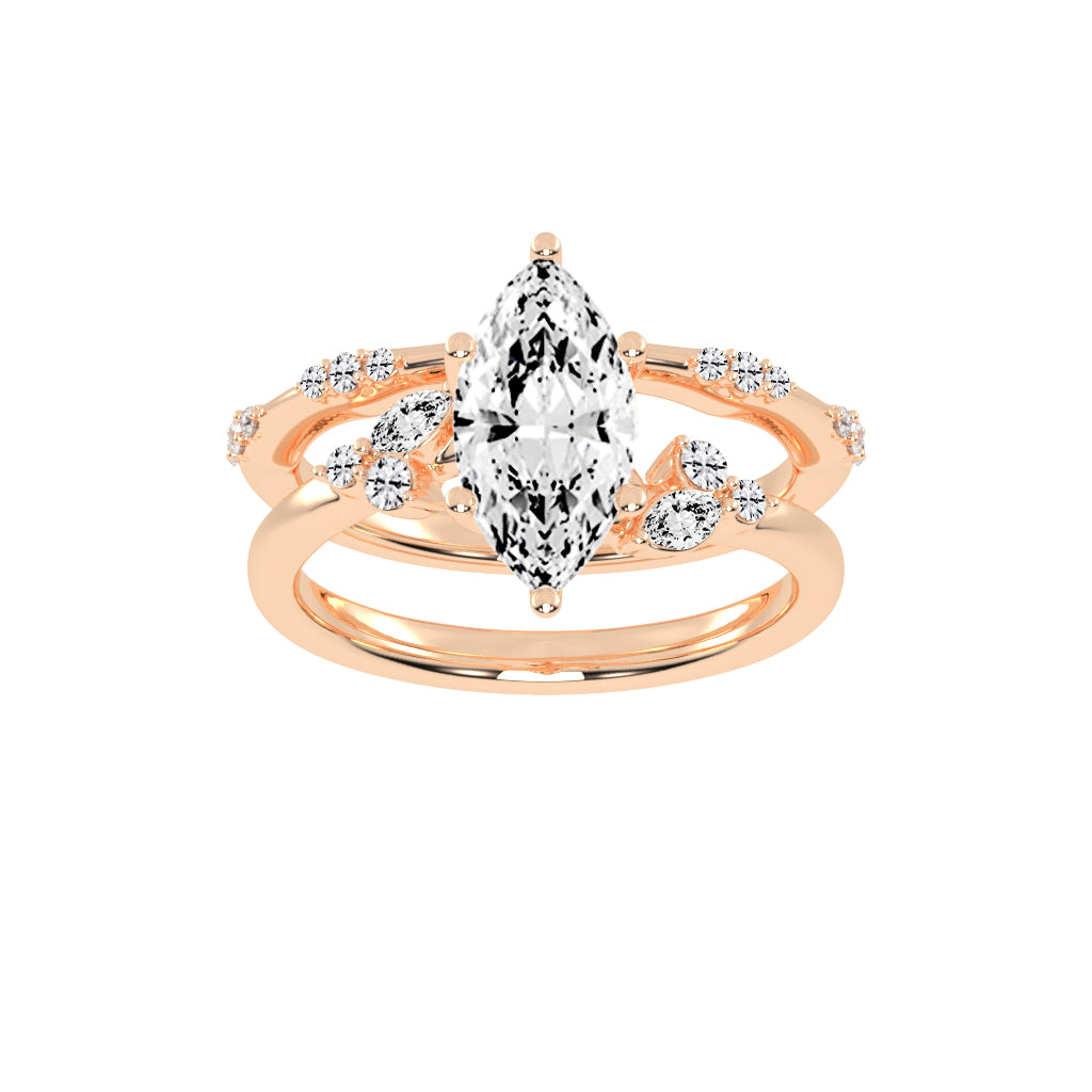 Glissara Two Band Marquise Cut Classic Lab Diamond Ring