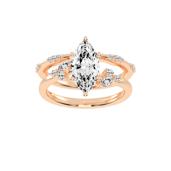 Glissara Two Band Marquise Cut Classic Lab Diamond Ring