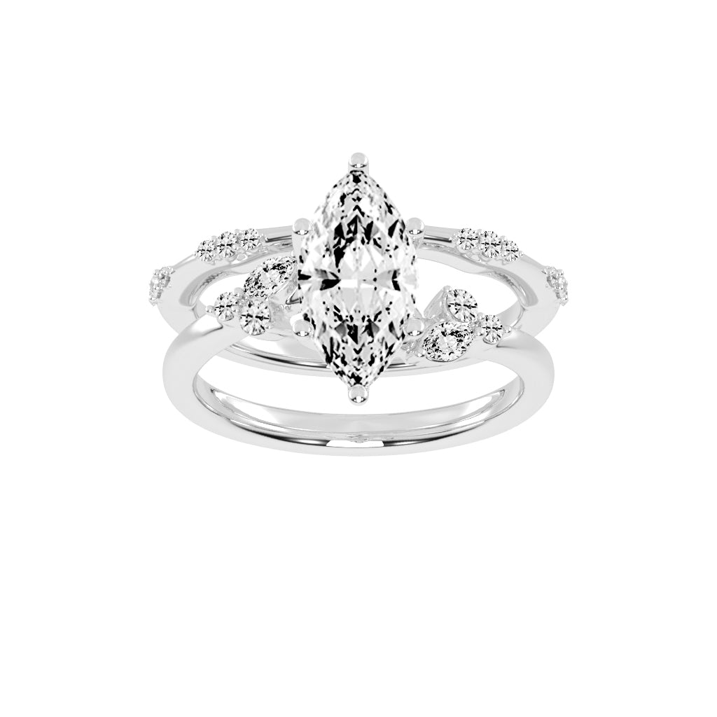 Glissara Two Band Marquise Cut Classic Lab Diamond Ring