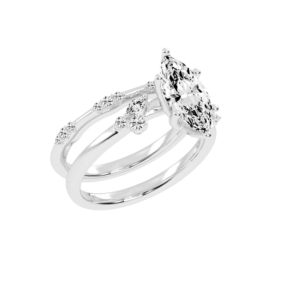 Glissara Two Band Marquise Cut Classic Lab Diamond Ring