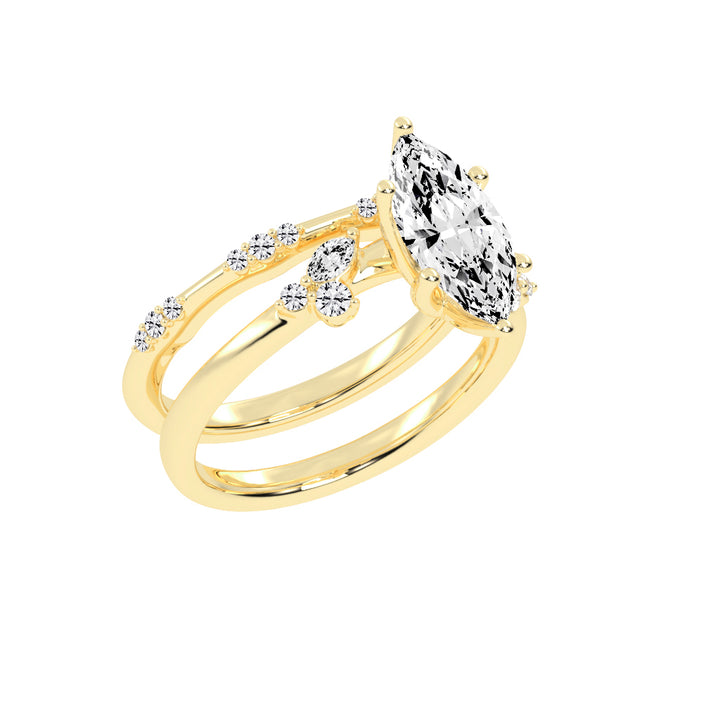 Glissara Two Band Marquise Cut Classic Lab Diamond Ring