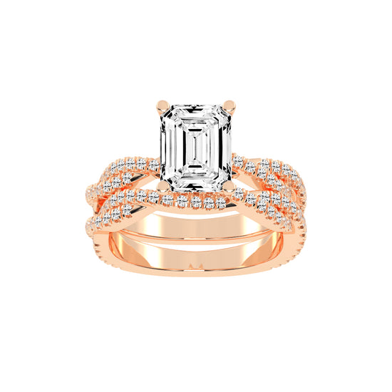 Luxriva Braided Emerald Cut Classic Lab Diamond Ring