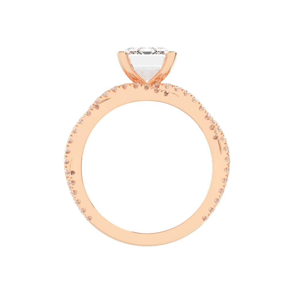 Luxriva Braided Emerald Cut Classic Lab Diamond Ring