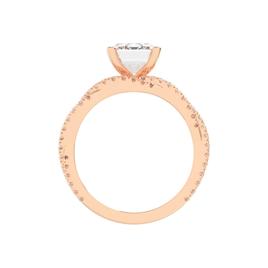 Luxriva Braided Emerald Cut Classic Lab Diamond Ring