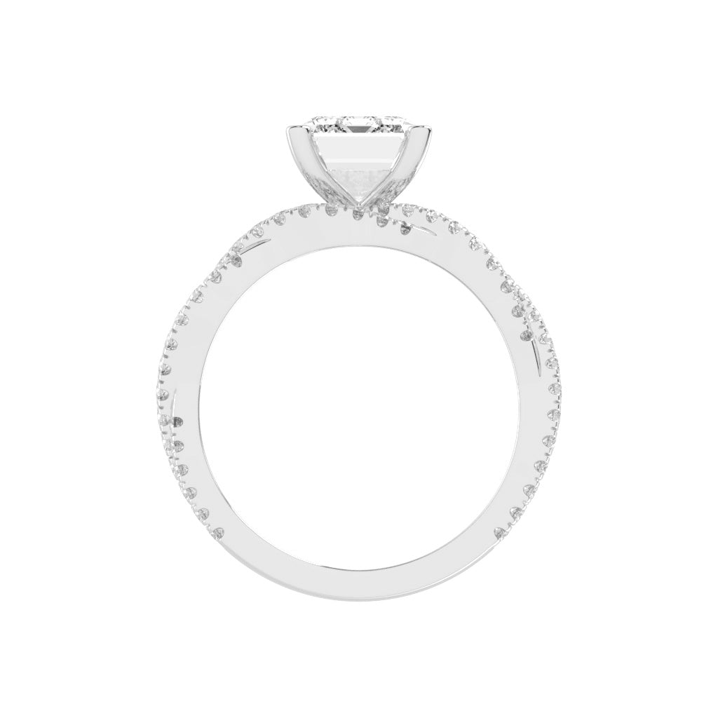 Luxriva Braided Emerald Cut Classic Lab Diamond Ring