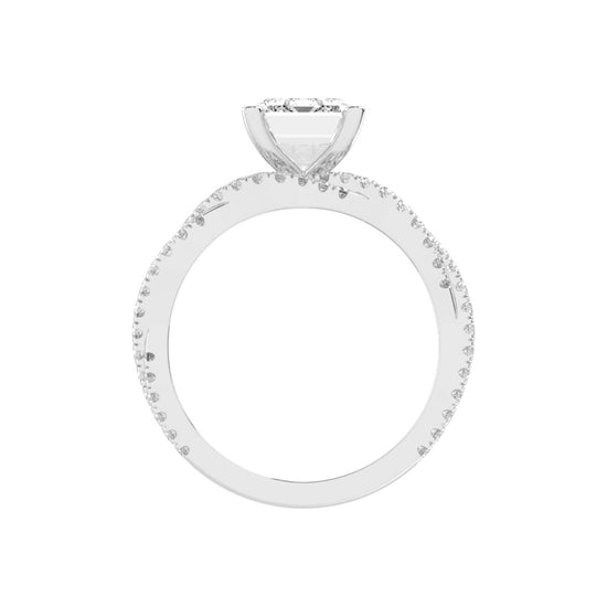Luxriva Braided Emerald Cut Classic Lab Diamond Ring