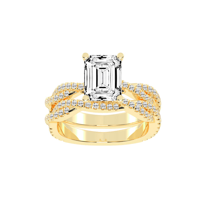 Luxriva Braided Emerald Cut Classic Lab Diamond Ring