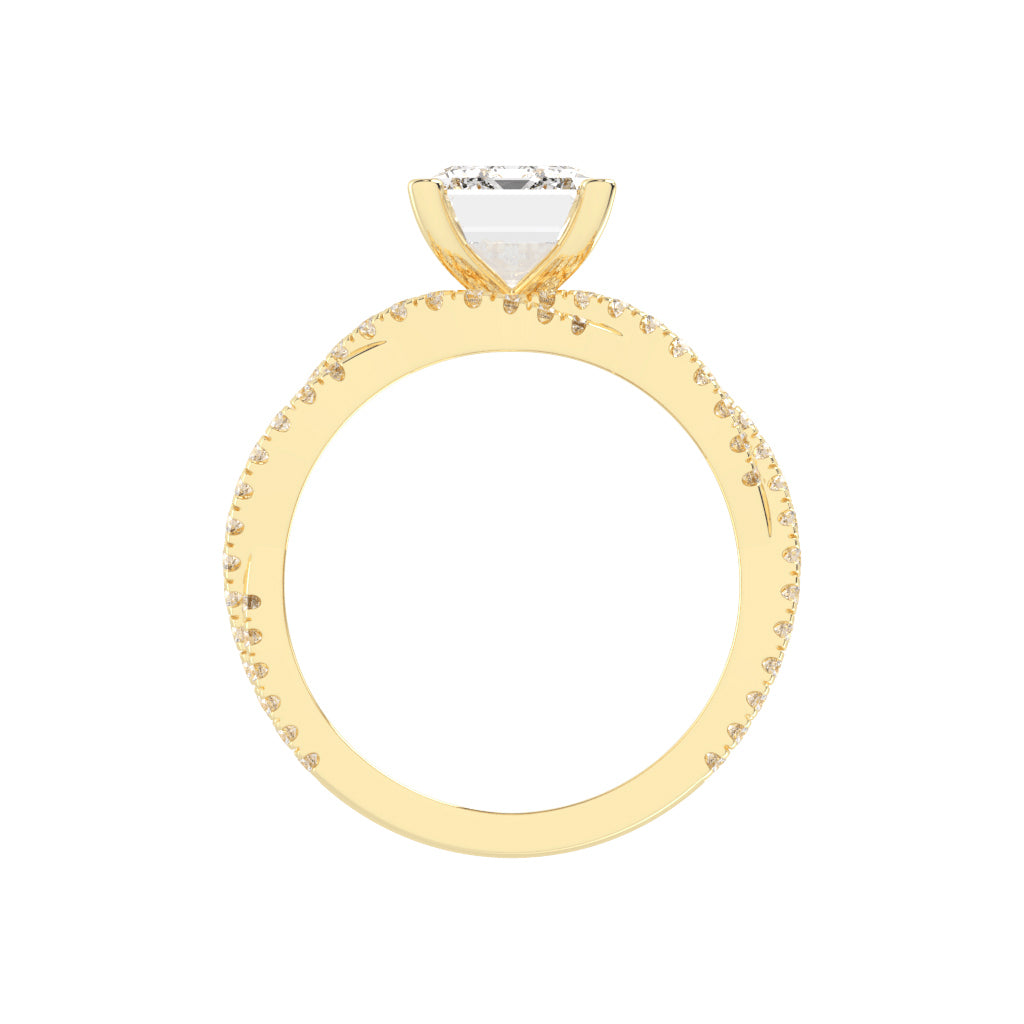 Luxriva Braided Emerald Cut Classic Lab Diamond Ring
