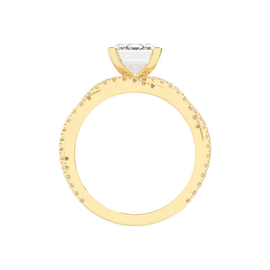 Luxriva Braided Emerald Cut Classic Lab Diamond Ring