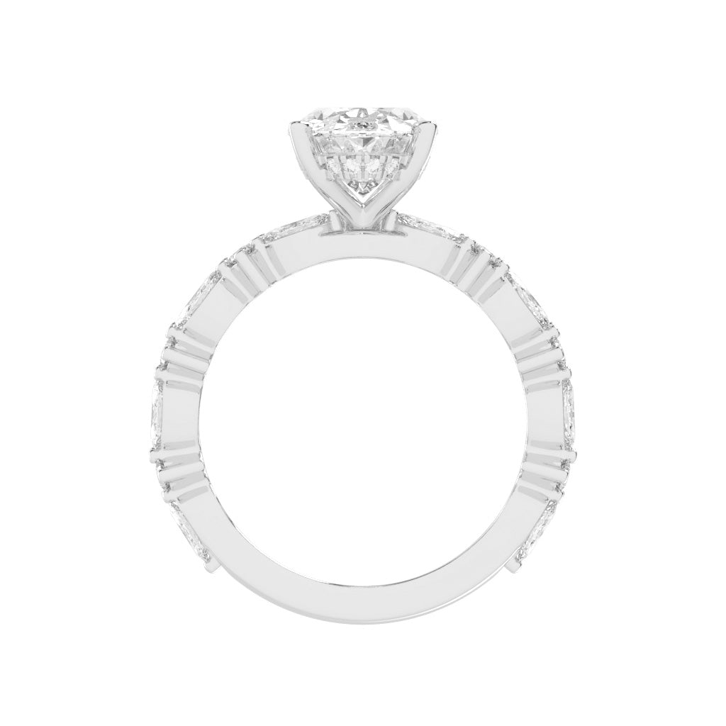 Orimelle Vintage Oval Cut Side Stone Lab Diamond Ring