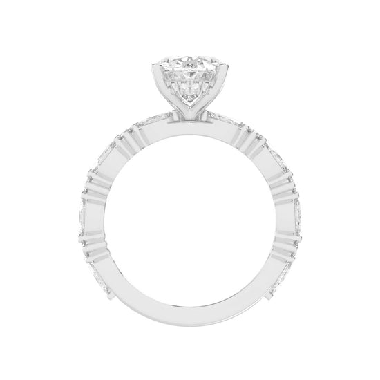 Orimelle Vintage Oval Cut Side Stone Lab Diamond Ring