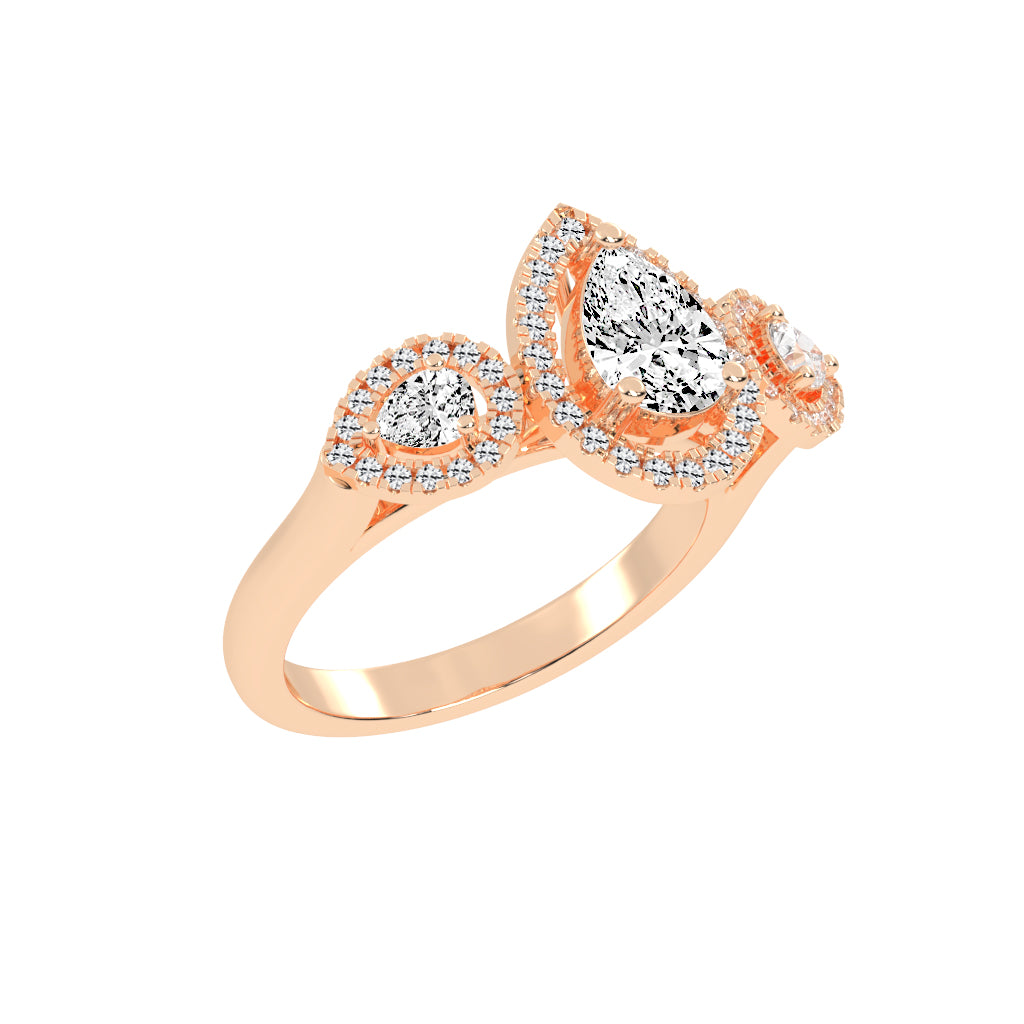 Halindrae Pear Cut Halo Lab Diamond Ring
