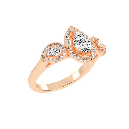 Halindrae Pear Cut Halo Lab Diamond Ring