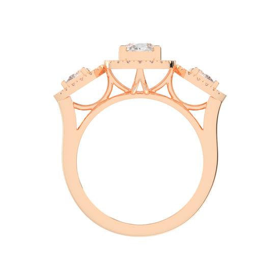 Halindrae Pear Cut Halo Lab Diamond Ring