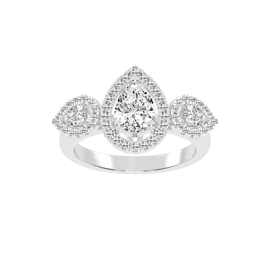 Halindrae Pear Cut Halo Lab Diamond Ring