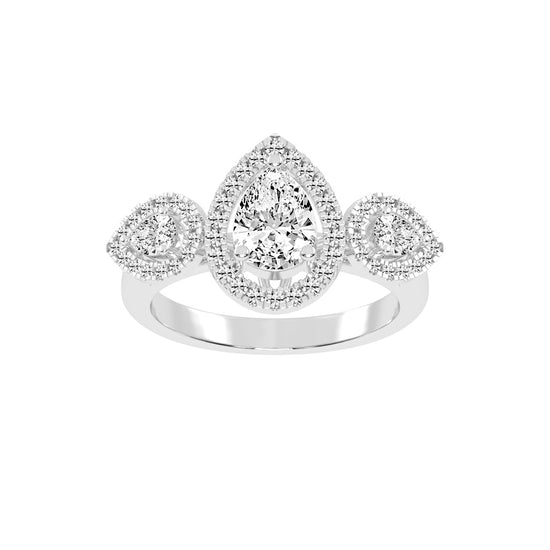 Halindrae Pear Cut Halo Lab Diamond Ring