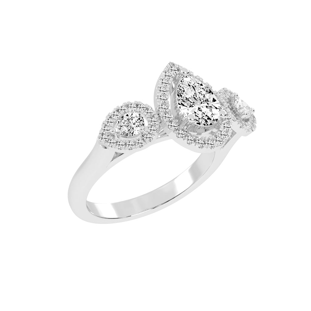 Halindrae Pear Cut Halo Lab Diamond Ring