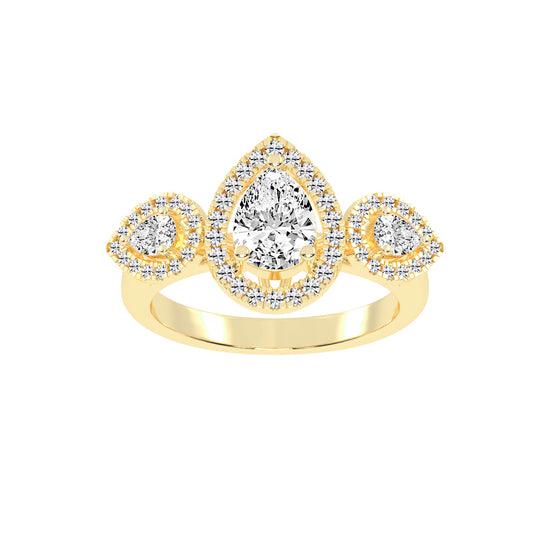 Halindrae Pear Cut Halo Lab Diamond Ring