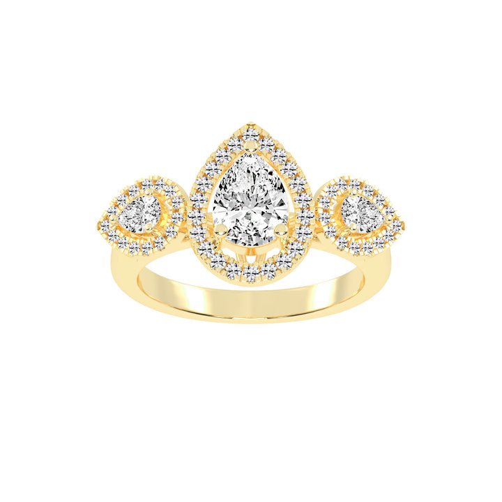 Halindrae Pear Cut Halo Lab Diamond Ring