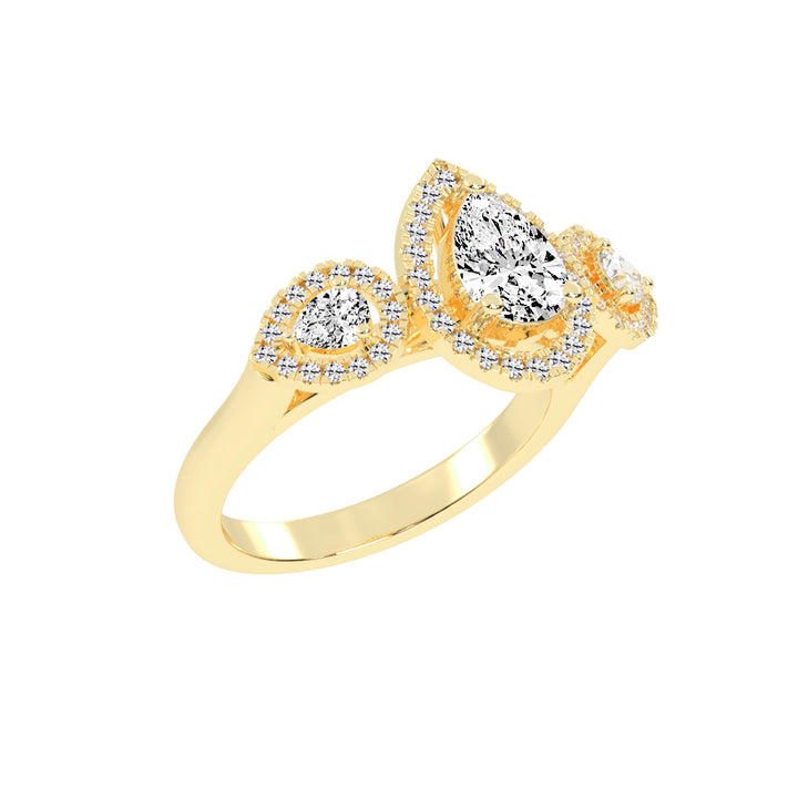 Halindrae Pear Cut Halo Lab Diamond Ring