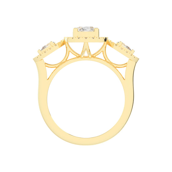 Halindrae Pear Cut Halo Lab Diamond Ring