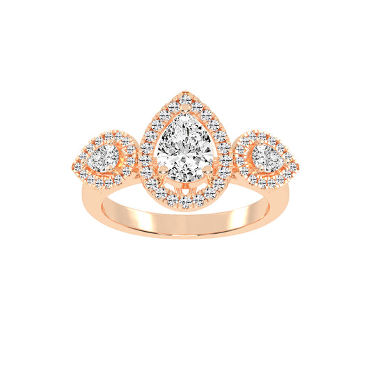 Halindrae Pear Cut Halo Lab Diamond Ring