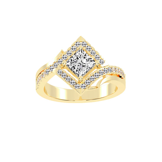 Aurivana  Bypass Princess Cut Classic Lab Diamond Ring