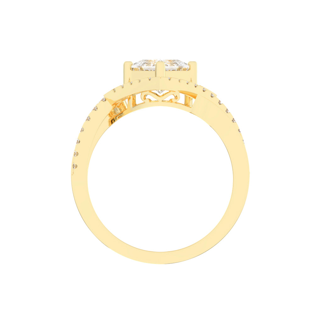Aurivana  Bypass Princess Cut Classic Lab Diamond Ring