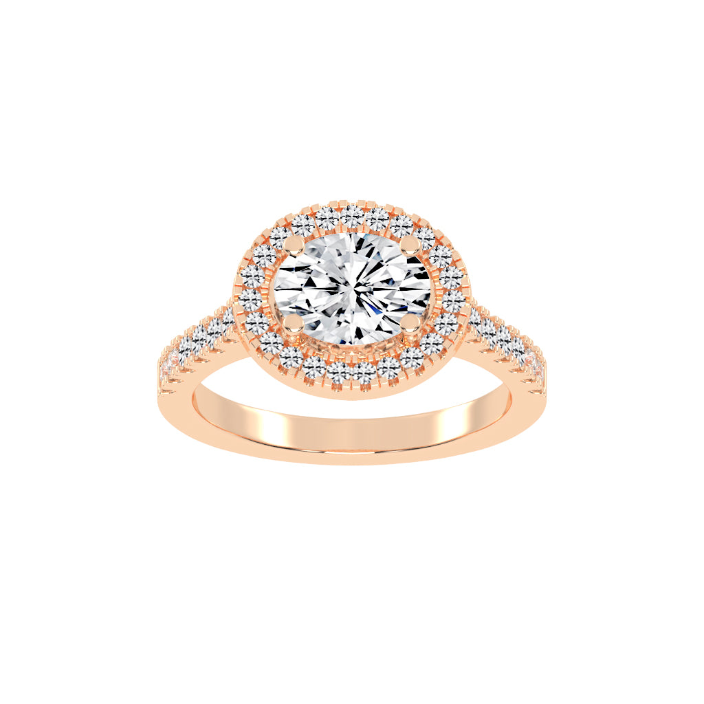 Halionaise Oval Cut Halo Lab Diamond Ring