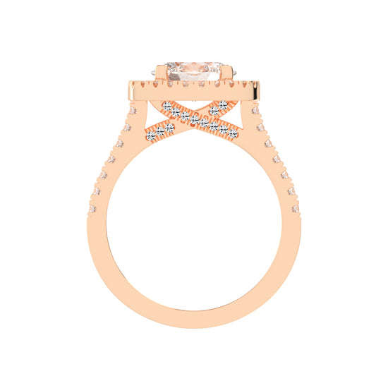 Halionaise Oval Cut Halo Lab Diamond Ring