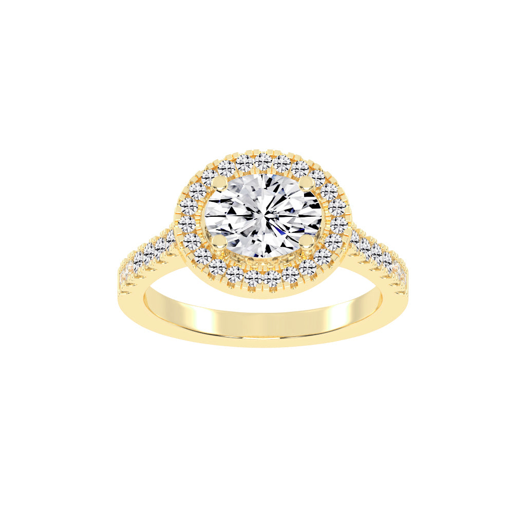 Halionaise Oval Cut Halo Lab Diamond Ring