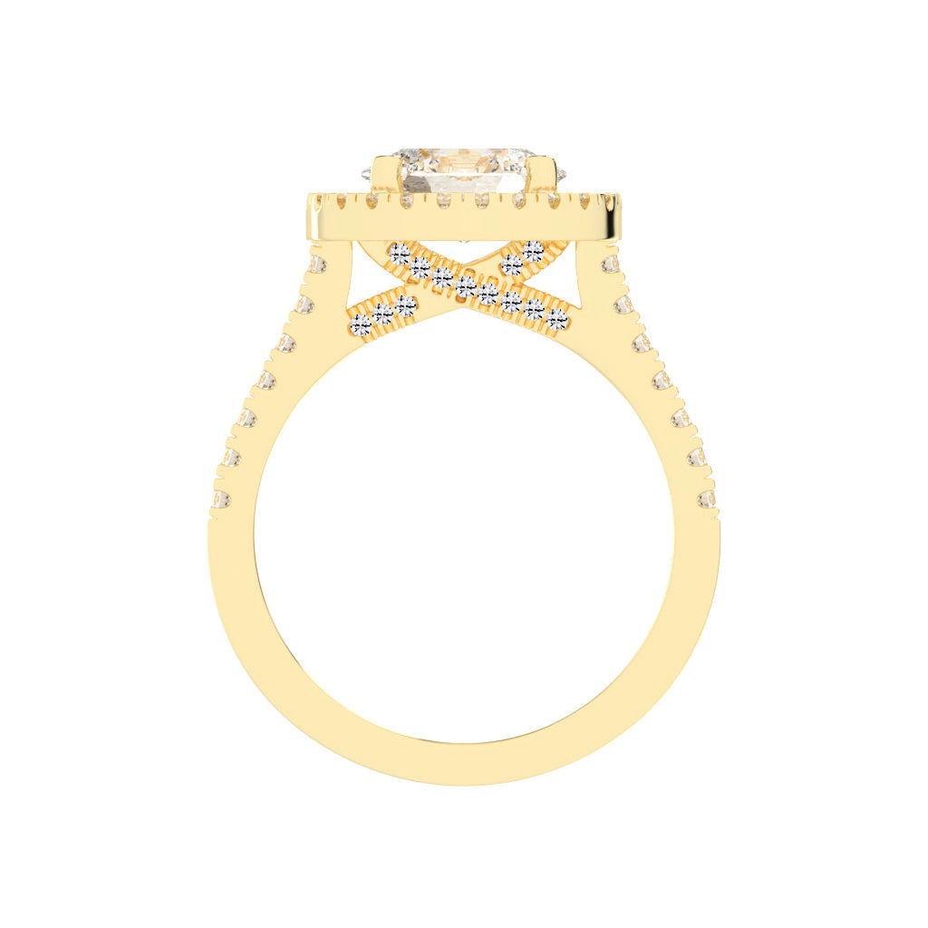 Halionaise Oval Cut Halo Lab Diamond Ring