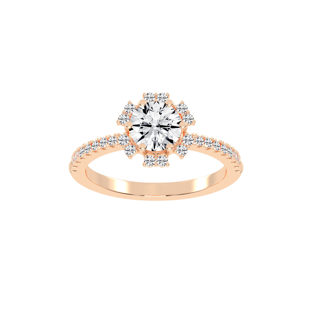 Halivellea  Six Prong Round Cut Halo Lab Diamond Ring