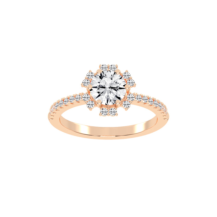 Halivellea  Six Prong Round Cut Halo Lab Diamond Ring