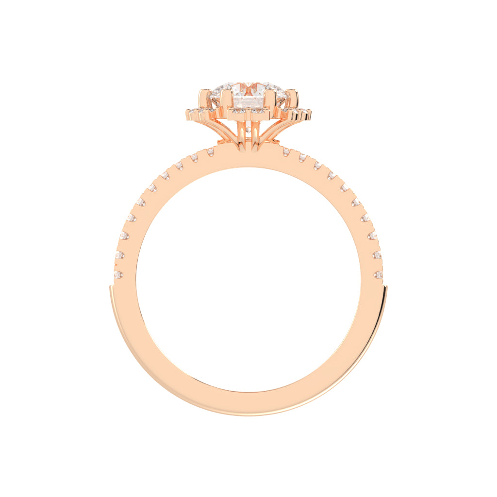 Halivellea  Six Prong Round Cut Halo Lab Diamond Ring