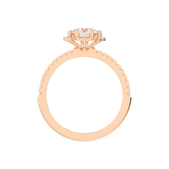 Halivellea  Six Prong Round Cut Halo Lab Diamond Ring