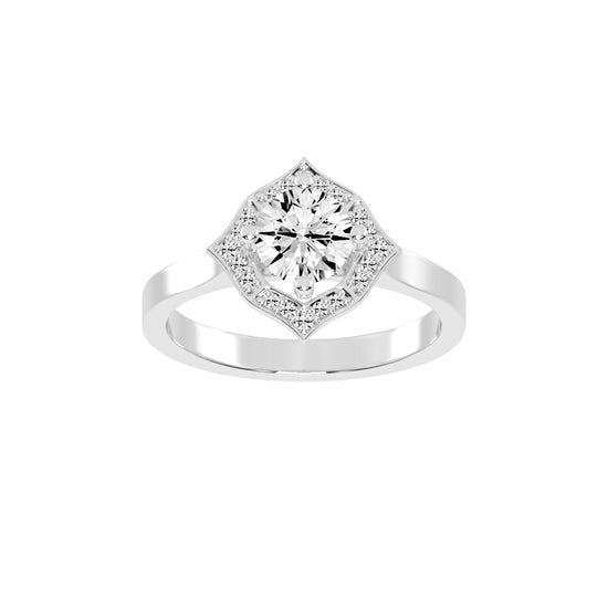 Halorena  Four Prong Round Cut Halo Lab Diamond Ring