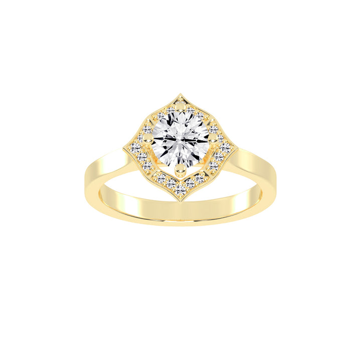 Halorena  Four Prong Round Cut Halo Lab Diamond Ring