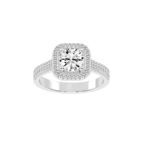 Halestra  Cathedral Round Cut Halo Lab Diamond Ring