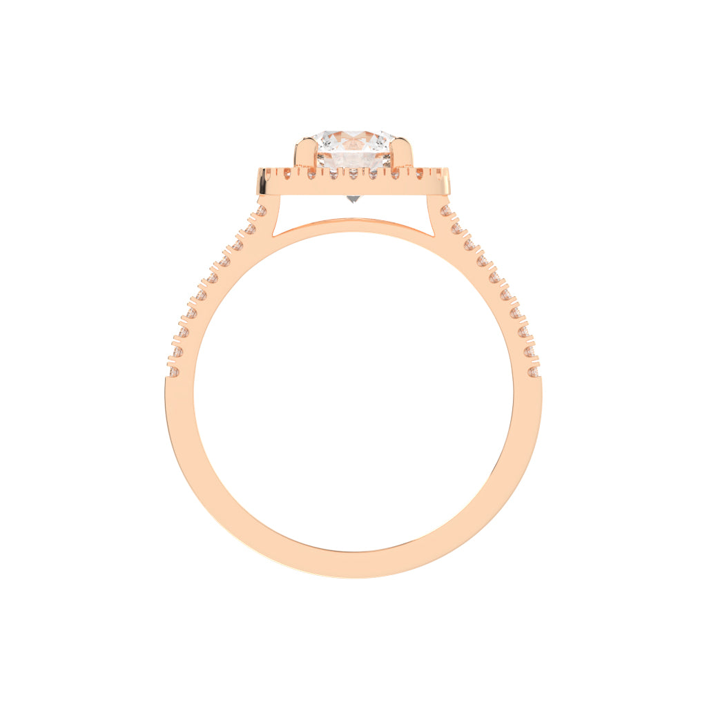 Halestra  Cathedral Round Cut Halo Lab Diamond Ring