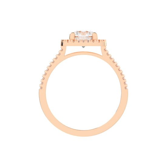 Halestra  Cathedral Round Cut Halo Lab Diamond Ring