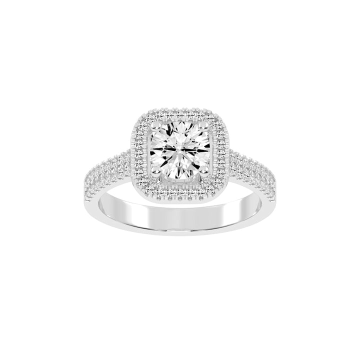 Halestra  Cathedral Round Cut Halo Lab Diamond Ring