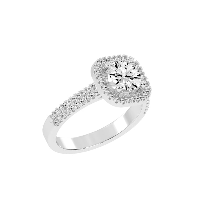 Halestra  Cathedral Round Cut Halo Lab Diamond Ring